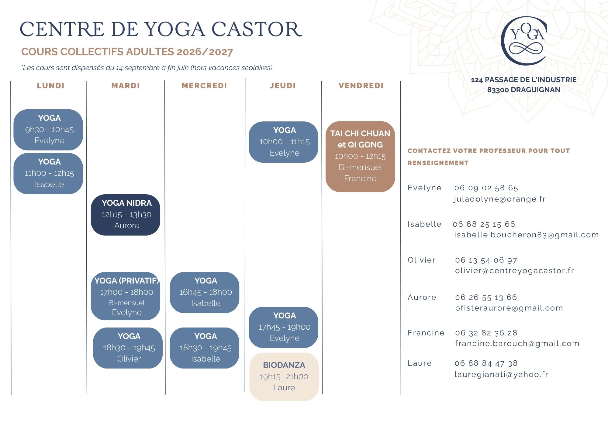 Planning Site web et affichage centre